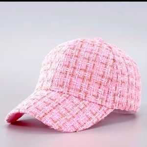 Women Cap Pink Golden Line